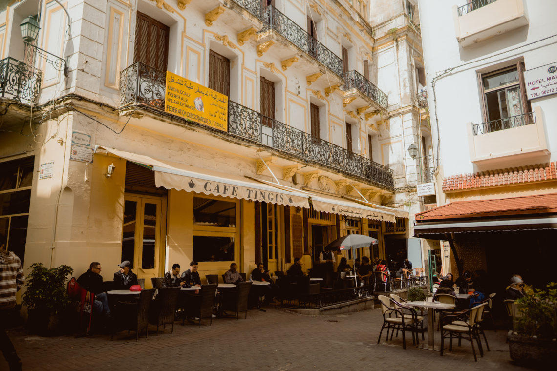 Café Tingis to the left and Café Central to the right.